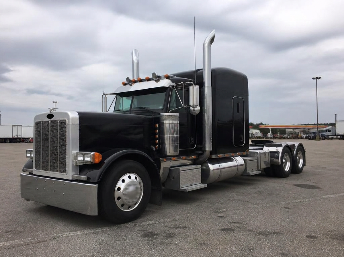 Brand new long-hood tractor fresh off the dealership lot